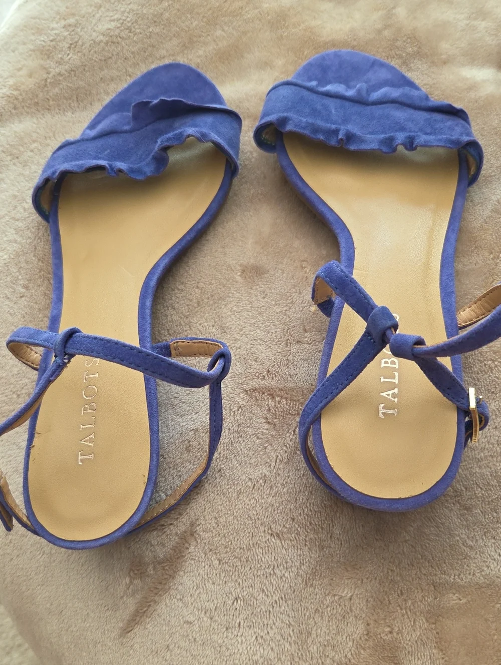 Talbots Purple Suede Ruffle Ankle-Strap Sandals